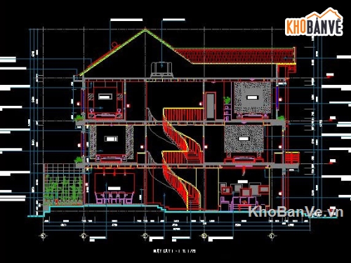 kiến trúc 3 tầng,Bản vẽ nhà 3 tầng,thiết kế nhà 3 tầng,bản vẽ,nhà phố