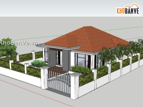 Biệt thự 1 tầng,Model su biệt thự 1 tầng,file su biệt thự 1 tầng