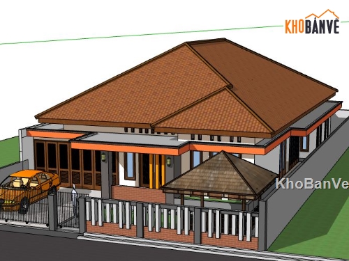 Biệt thự 1 tầng,model su biệt thự 1 tầng,biệt thự 1 tầng,file su biệt thự 1 tầng,sketchup biệt thự 1 tầng