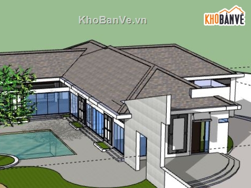 Biệt thự 1 tầng,model su biệt thự 1 tầng,file su biệt thự 1 tầng,biệt thự 1 tầng sketchup,sketchup biệt thự 1 tầng