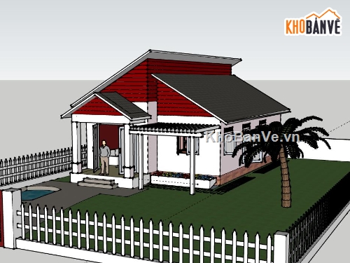 Biệt thự 1 tầng,Model su biệt thự 1 tầng,biệt thự 1 tầng sketchup