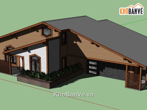 biệt thự 1 tầng,su biệt thự 1 tầng,file sketchup biệt thự 1 tầng