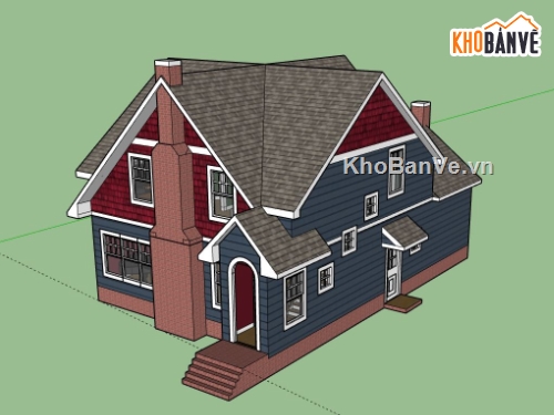 Biệt thự 2 tầng,model su biệt thự 2 tầng,mẫu biệt thự 2 tầng sketchup,biệt thự 2 tầng model su