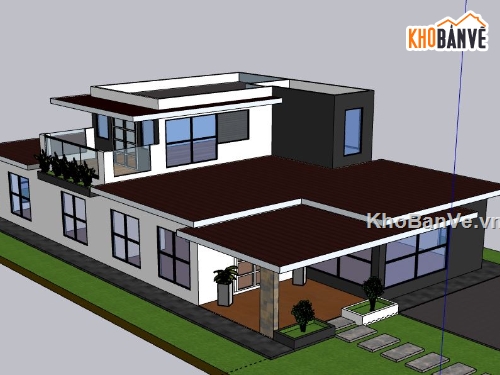 Biệt thự 2 tầng,model su biệt thự 2 tầng,file su biệt thự 2 tầng,biệt thự 2 tầng sketchup