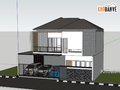 Biệt thự 2 tầng,model su biệt thự 2 tầng,biệt thự 2 tầng file su,sketchup biệt thự 2 tầng