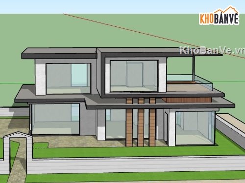 Biệt thự 2 tầng,model su biệt thự 2 tầng,biệt thự 2 tầng file su,sketchup biệt thự 2 tầng