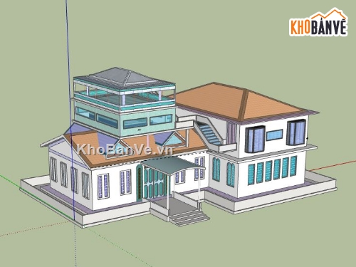 Biệt thự 2 tầng,model su biệt thự 2 tầng,file sketchup biệt thự 2 tầng