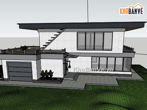 Biệt thự 2 tầng,model su biệt thự 2 tầng,biệt thự 2 tầng file sketchup,file sketchup biệt thự 2 tầng