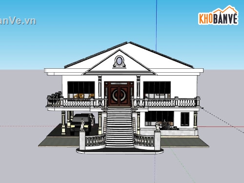 Biệt thự 2 tầng,Model su biệt thự 2 tầng,sketchup biệt thự 2 tầng