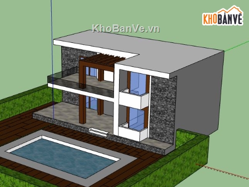 Biệt thự 2 tầng,model su biệt thự 2 tầng,mẫu biệt thự 2 tầng sketchup,biệt thự 2 tầng file su