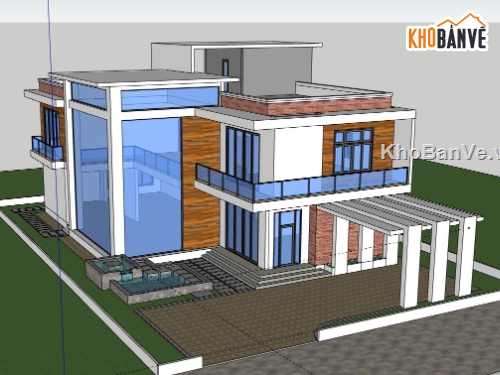 Biệt thự 2 tầng,model su biệt thự 2 tầng,biệt thự 2 tầng sketchup