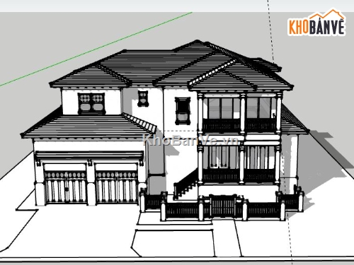 Biệt thự 2 tầng,model su biệt thự 2 tầng,biệt thự 2 tầng file su