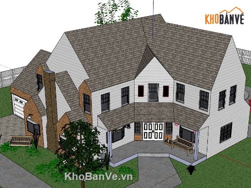 Biệt thự 2 tầng,model su biệt thự 2 tầng,file su biệt thự 2 tầng,biệt thự 2 tầng sketchup