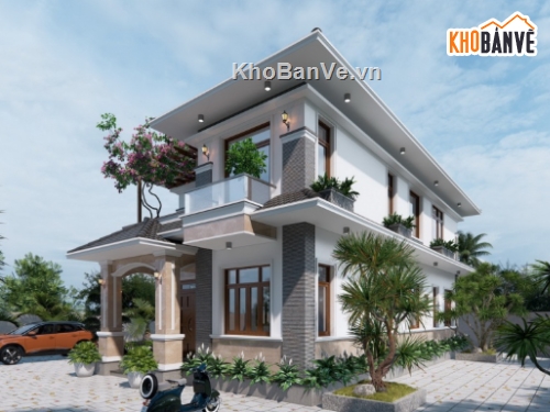 biệt thự 2 tầng cad,file cad biệt thự 2 tầng,biệt thự 2 tầng file cad