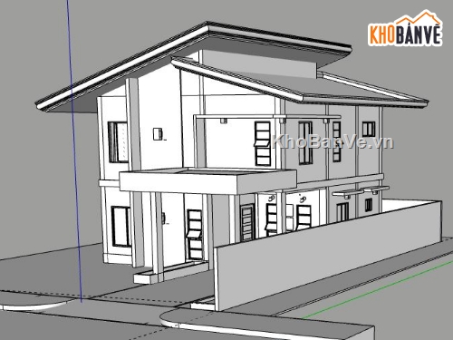 Biệt thự 2 tầng,biệt thự 2 tầng file su,model su biệt thự 2 tầng,file su biệt thự 2 tầng,biệt thự 2 tầng sketchup