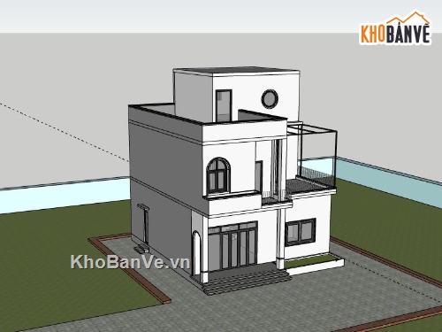 Biệt thự 2 tầng,model su biệt thự 2 tầng,file sketchup biệt thự 2 tầng