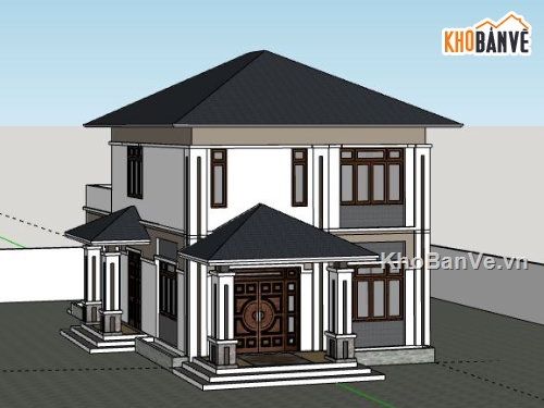 Biệt thự 2 tầng,model su biệt thự 2 tầng,sketchup biệt thự 2 tầng