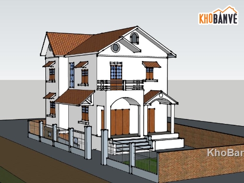 Biệt thự 2 tầng,model su biệt thự 2 tầng,biệt thự 2 tầng file su,sketchup biệt thự 2 tầng