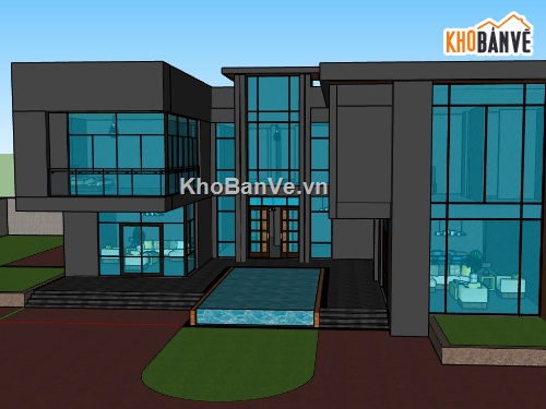 file su biệt thự,file sketchup biệt thự,model biệt thự 2 tầng