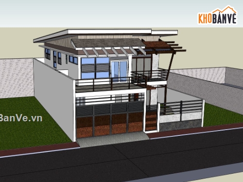 biệt thự 2 tầng,file sketchup biệt thự 2 tầng,model su biệt thự 2 tầng