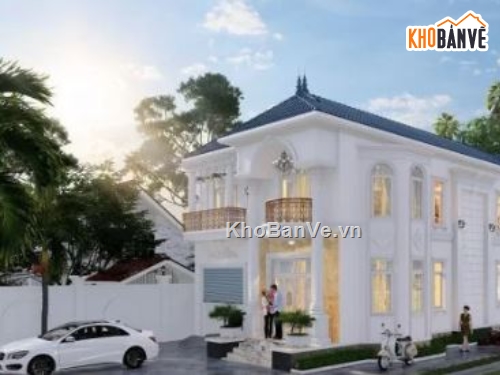 biệt thự 2 tầng,cad biệt thự 2 tầng,bản vẽ autocad biệt thự 2 tầng.,mẫu biệt thự 2 tầng cad