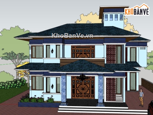 file su biệt thự,sketchup biệt thự,model su biệt thự