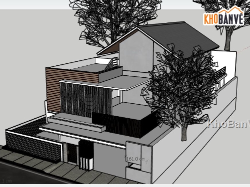 Biệt thự  2 tầng dựng sketchup,file su biệt thự 2 tầng,file sketchup biệt thự 2 tầng