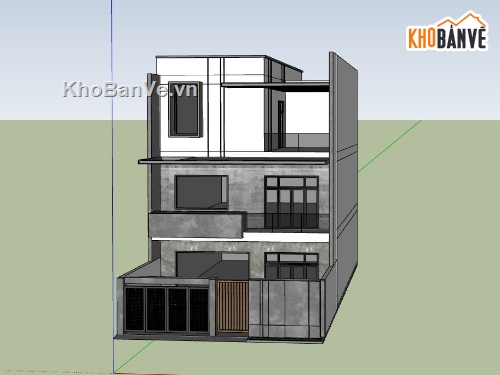 biệt thự 3 tầng đẹp,sketchup biệt thự,ngoại thất biệt thự su