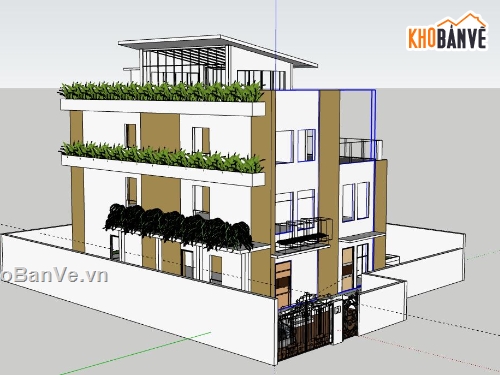 Biệt thự 3 tầng,model su biệt thự 3 tầng,biệt thự 3 tầng file su