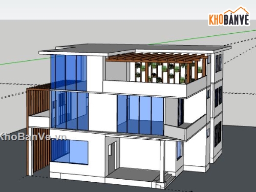 Biệt thự 3 tầng,model su biệt thự 3 tầng,biệt thự 3 tầng sketchup,sketchup biệt thự 3 tầng