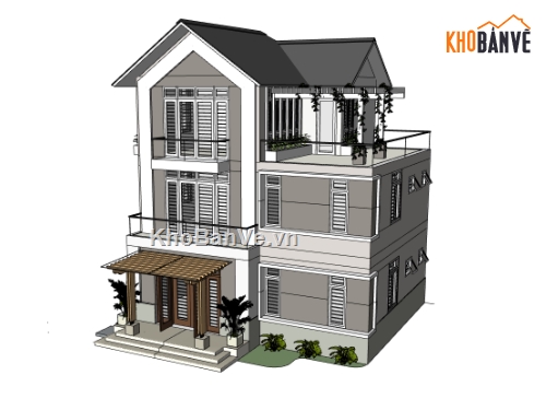 su biệt thự,sketchup biệt thự,su biệt thự 2 tầng,sketchup biệt thự 2 tầng