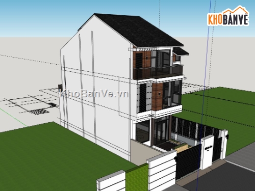 biệt thự 3 tầng,sketchup 3 tầng đẹp,phối cảnh biệt thự