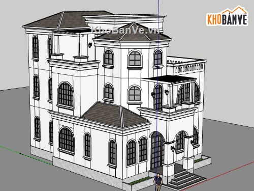 Biệt thự 3 tầng,Biệt thự 3 tầng file sketchup,model su biệt thự 3 tầng,biệt thự 3 tầng file su