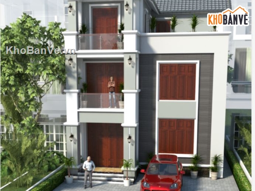 Biệt thự,Biệt thự 3 tầng,file kiến trúc biệt thự 3 tầng