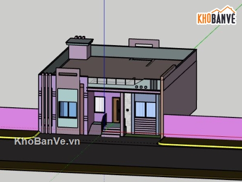 Biệt thự 1 tầng,model su biệt thự 1 tầng,file sketchup biệt thự 1 tầng