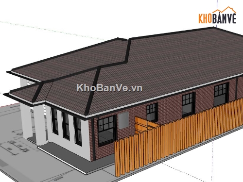 Biệt thự 1 tầng,model su biệt thự 1 tầng,biệt thự 1 tầng sketchup,sketchup biệt thự 1 tầng