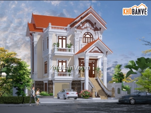biệt thự 3 tầng,cad biệt thự 3 tầng,file cad biệt thự 3 tầng