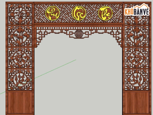 file cnc tứ quý,sketchup phòng thờ,dxf tứ quý,tứ quý cnc dxf