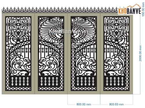 Mẫu cổng 4 cánh cnc,file cnc cổng 4 cánh,mẫu cnc cổng 4 cánh