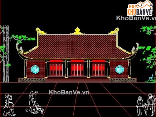 kiến trúc chùa thôn hấn,mẫu thiết kế chùa,thiết kế chùa Hấn,bản vẽ chùa Thượng Đình,bản vẽ chùa thôn hấn
