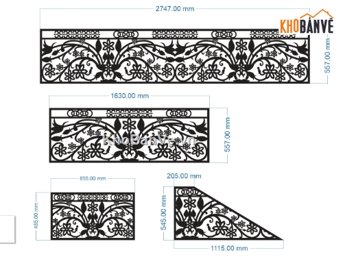 Mẫu lan can,lan can,lan can dxf,lan can 3 kích thước