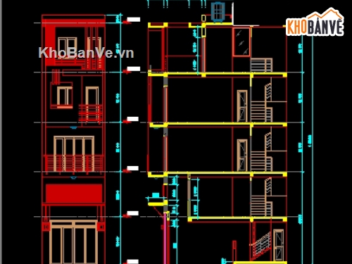 Nhà 5 tầng kt 4x8  m,nhà 5 tầng phối cảnh,Nhà 5 tầng full thiết kế