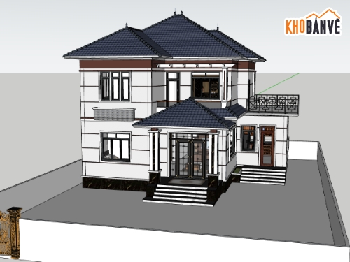 Biệt thự 2 tầng,model su biệt thự 2 tầng,sketchup biệt thự 2 tầng