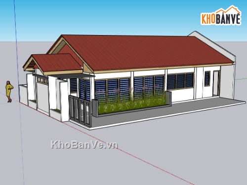 nhà cấp 4,sketchup nhà cấp 4,nhà cấp 4 hiện đại