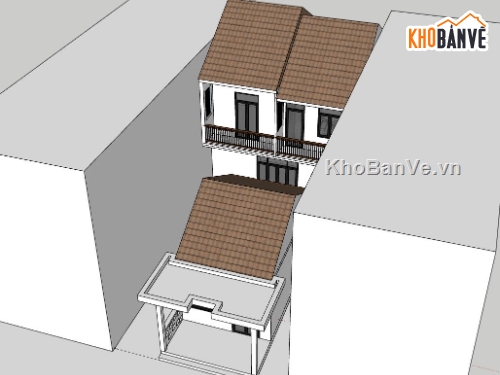 Nhà phố 2 tầng,model su nhà phố 2 tầng,sketchup nhà phố 2 tầng