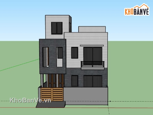 Nhà phố 2 tầng,model su nhà phố 2 tầng,file su nhà phố 2 tầng,sketchup nhà phố 2 tầng