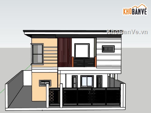 Nhà phố 2 tầng,model su nhà phố 2 tầng,file su nhà phố 2 tầng,nhà phố 2 tầng sketchup,sketchup nhà phố 2 tầng