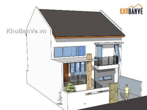 Nhà phố 2 tầng,model su nhà phố 2 tầng,file su nhà phố 2 tầng,sketchup nhà phố 2 tầng,nhà phố 2 tầng sketchup