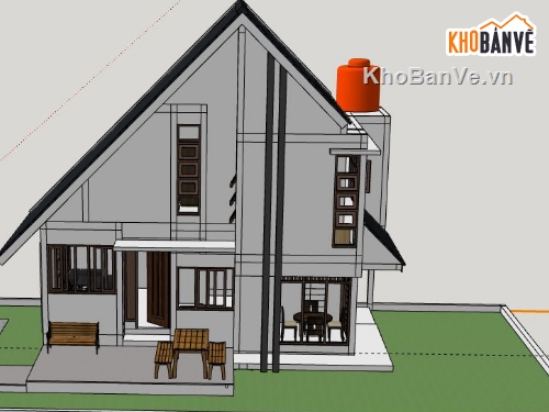 Nhà phố 2 tầng,model su nhà phố 2 tầng,file sketchup nhà phố 2 tầng,nhà phố 2 tầng model su