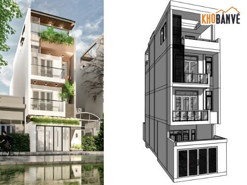 nhà 3 tầng 1 tum,nhà phố có hồ bơi,nhà ống hiện đại 5x13.5m,mẫu nhà 5x13.5m,kiến trúc nhà phố 4 tầng revit